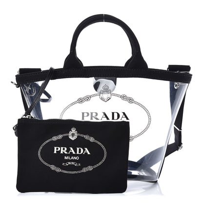 Prada Plexiglass Canapa Small Shopper Tote Black 1 of 9