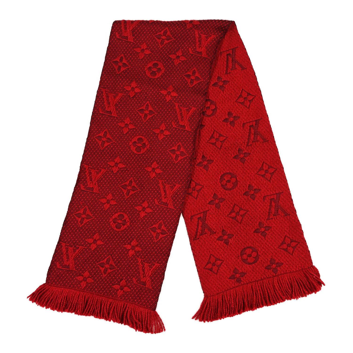 Louis Vuitton Wool Silk Logomania Scarf Cherry 2 of 3