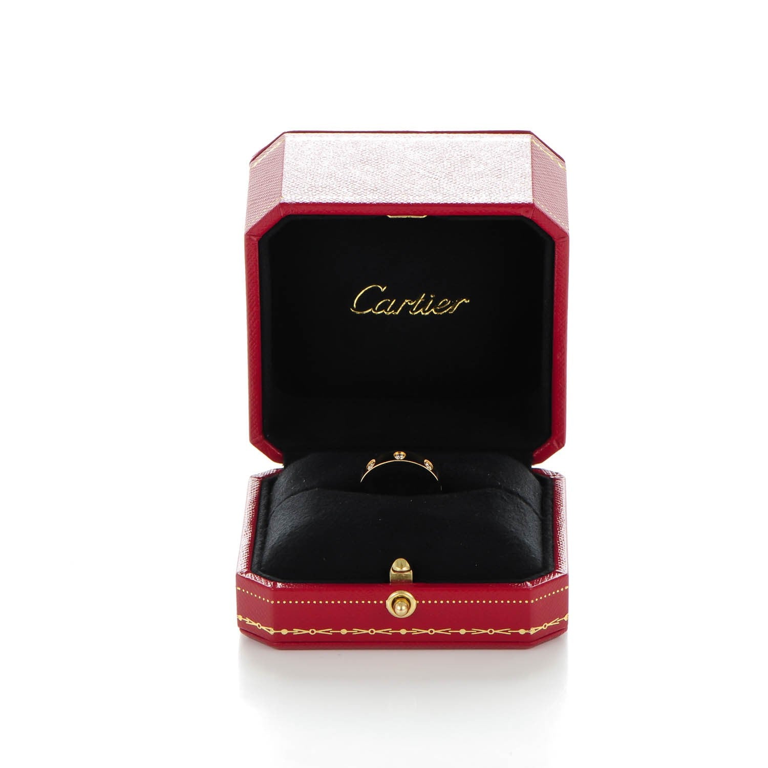 Cartier 18K Yellow Gold 8 Diamond 4mm LOVE Wedding Band Ring 51 5.75 5 of 5