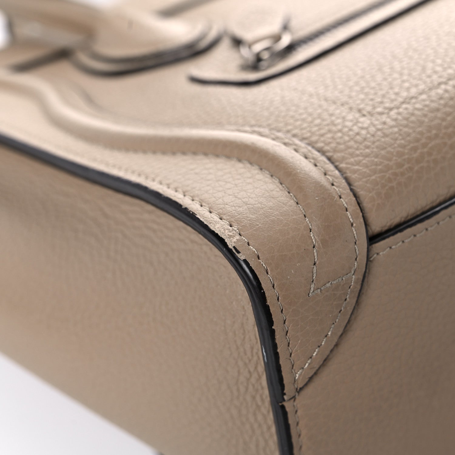 Celine Drummed Calfskin Nano Luggage Dune 7 of 19