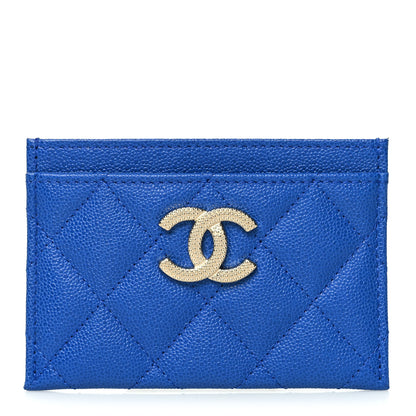 Chanel Caviar Quilted Studded CC Card Holder Blue 1 of 9