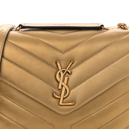 Saint Laurent Metallic Calfskin Y Quilted Small Loulou Monogram Chain Satchel Brome 8 of 11