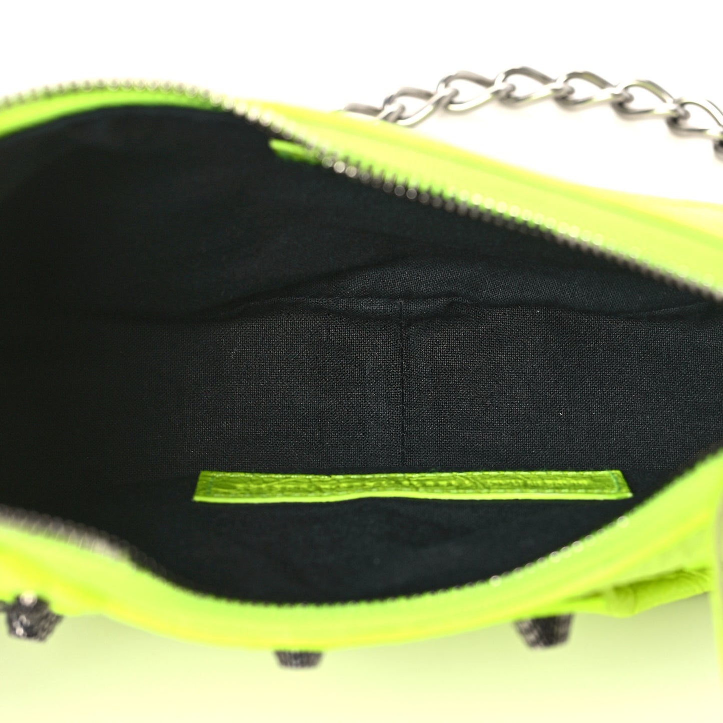 Agneau Arena Le Cagole Chain Shoulder Bag XS Fluo Yellow