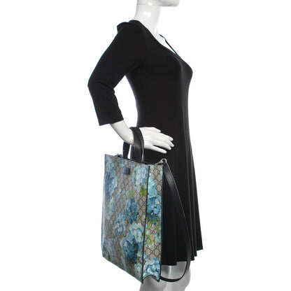 Gucci Soft GG Supreme Monogram Blooms Vertical Tote Blue 3 of 10