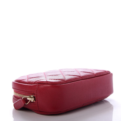 Chanel Caviar Quilted Small Curvy Pouch Cosmetic Case Dark Pink 4 of 7