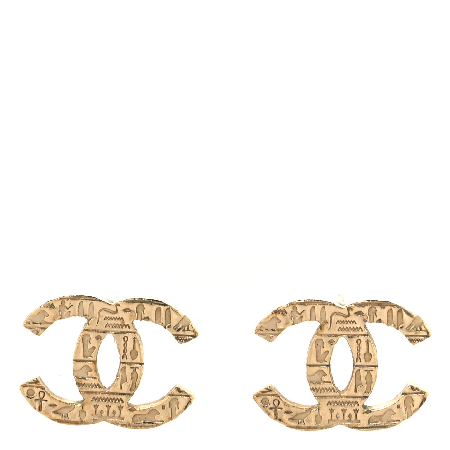 Metal Scarab CC Earrings Light Gold