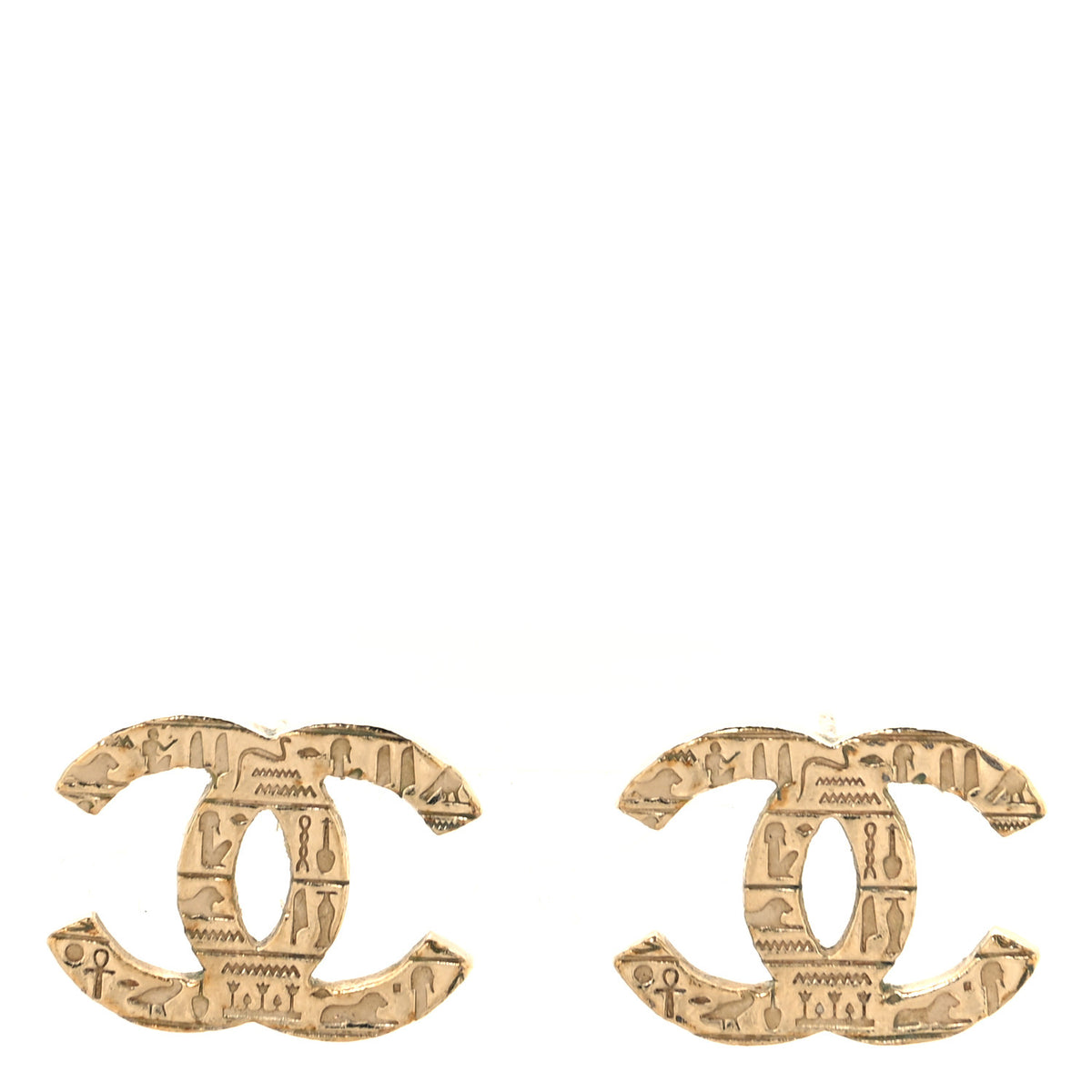 Chanel Metal Scarab CC Earrings Light Gold 1 of 4