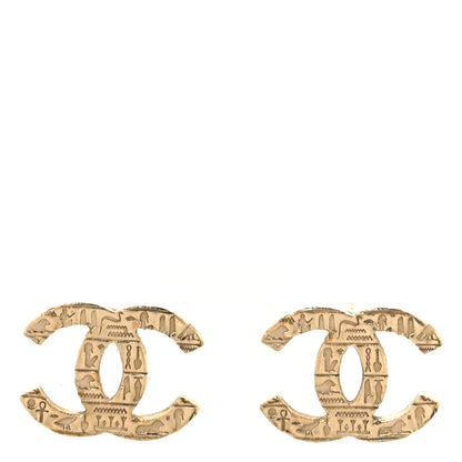 Chanel Metal Scarab CC Earrings Light Gold 1 of 4