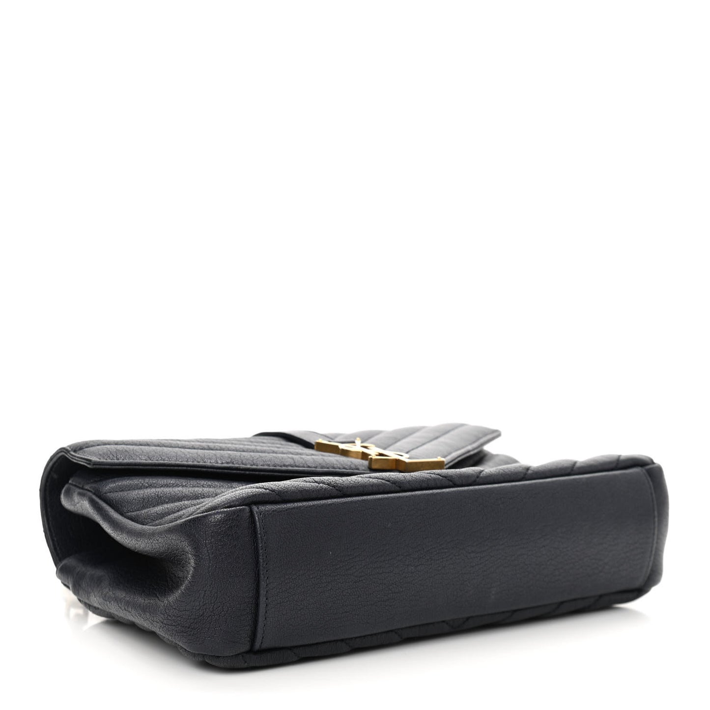 Lambskin Matelasse Chevron Monogram Medium College Bag Deep Marine