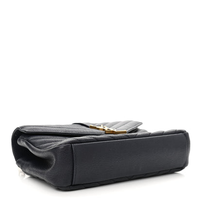 Saint Laurent Lambskin Matelasse Chevron Monogram Medium College Bag Deep Marine 4 of 16