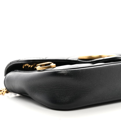 Gucci Calfskin Matelasse Super Mini GG Marmont Shoulder Bag Black 9 of 11