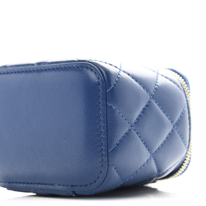 Chanel Lambskin Quilted Pearl Crush Mini Vanity Case With Chain Blue 10 of 10