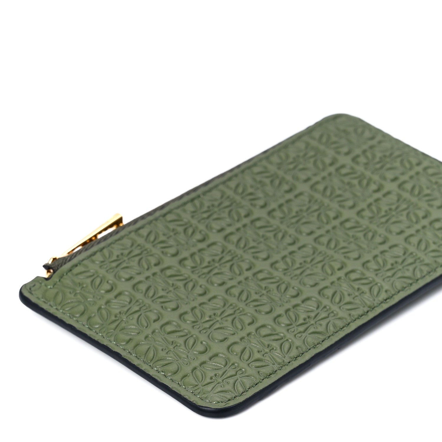 Loewe Calfskin Embossed Repeat Coin Card Holder Avocado Green 10 of 12