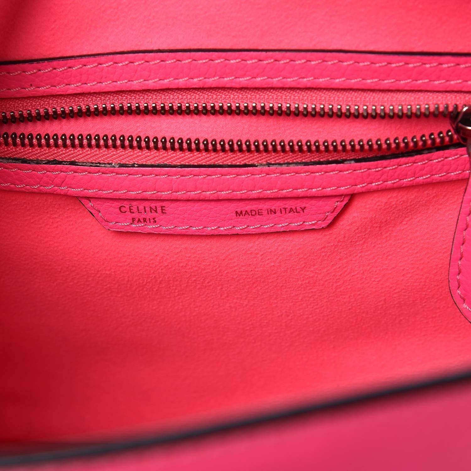 Celine Drummed Calfskin Micro Luggage Fluo Pink 7 of 13