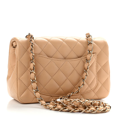 Chanel Lambskin Quilted Mini Rectangular Flap Beige 3 of 9