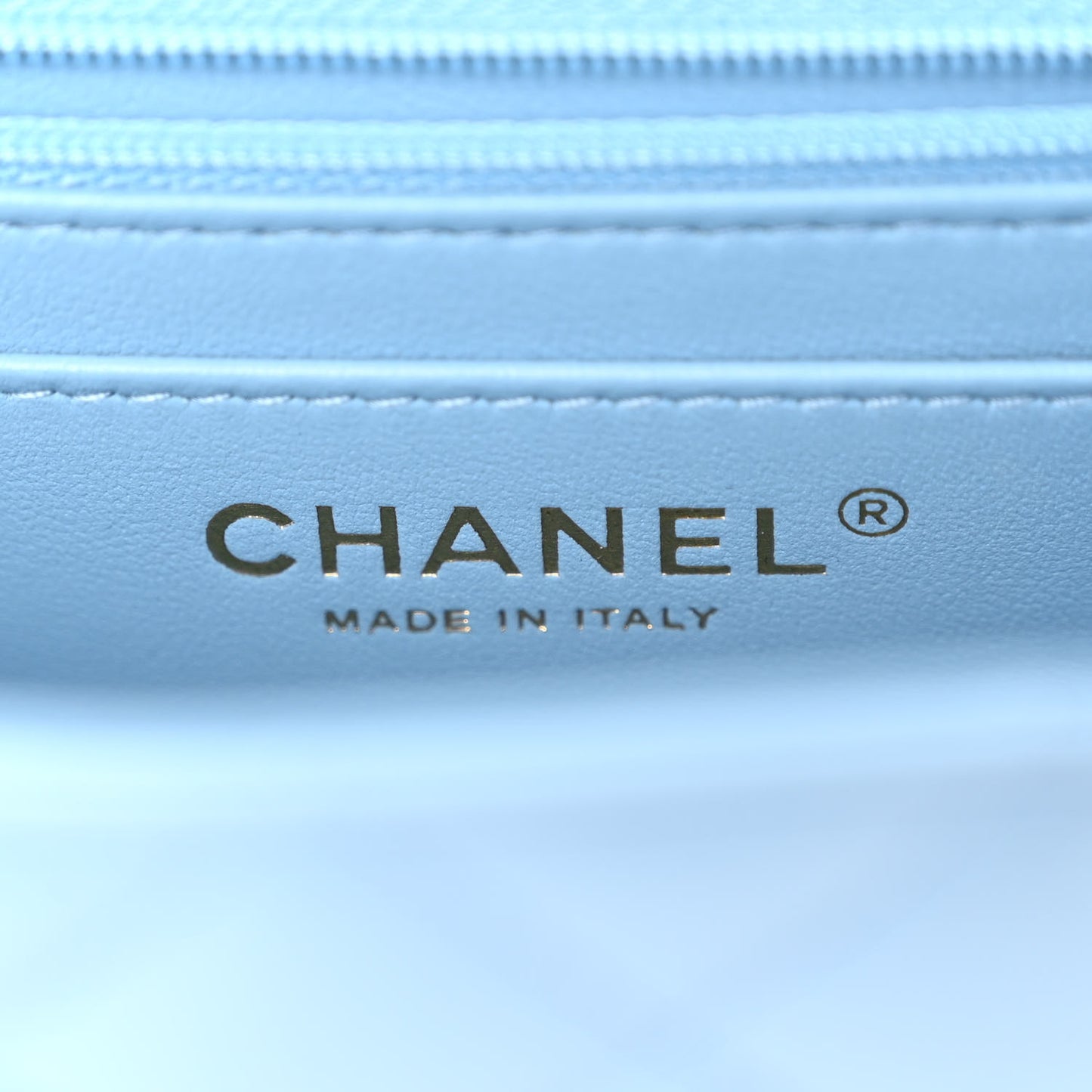 Lambskin Quilted Mini Rectangular Flap Light Blue