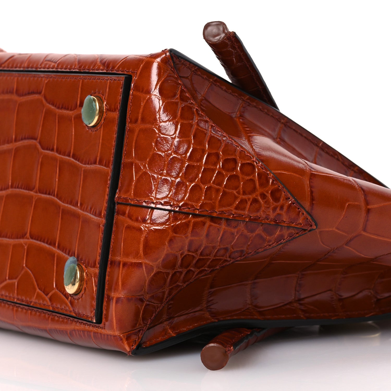 Proenza Schouler Calfskin Crocodile Embossed Small Pipe Bag Chestnut 11 of 16