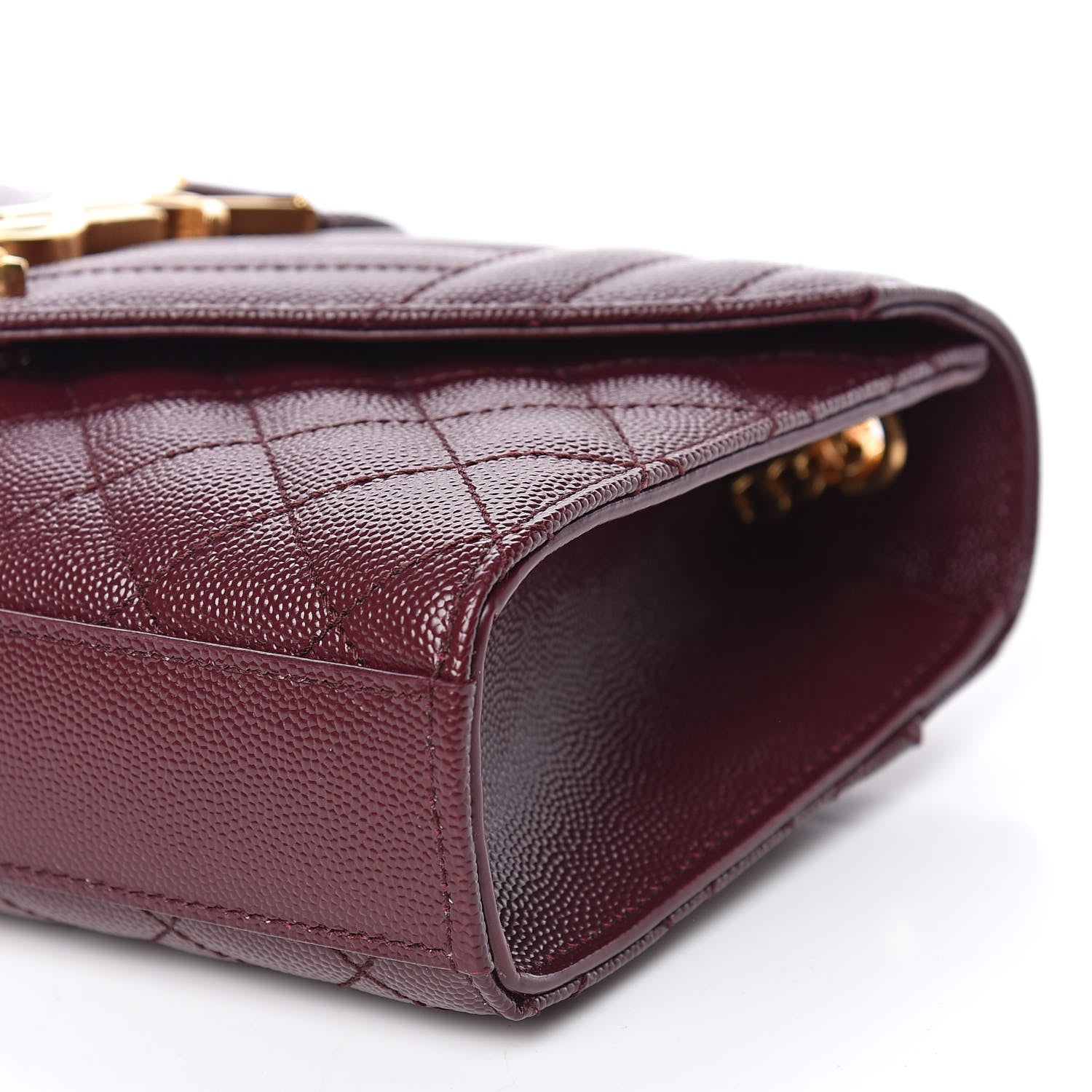 Saint Laurent Grain De Poudre Tri-Quilt Monogram Small College Bag Burgundy 8 of 8