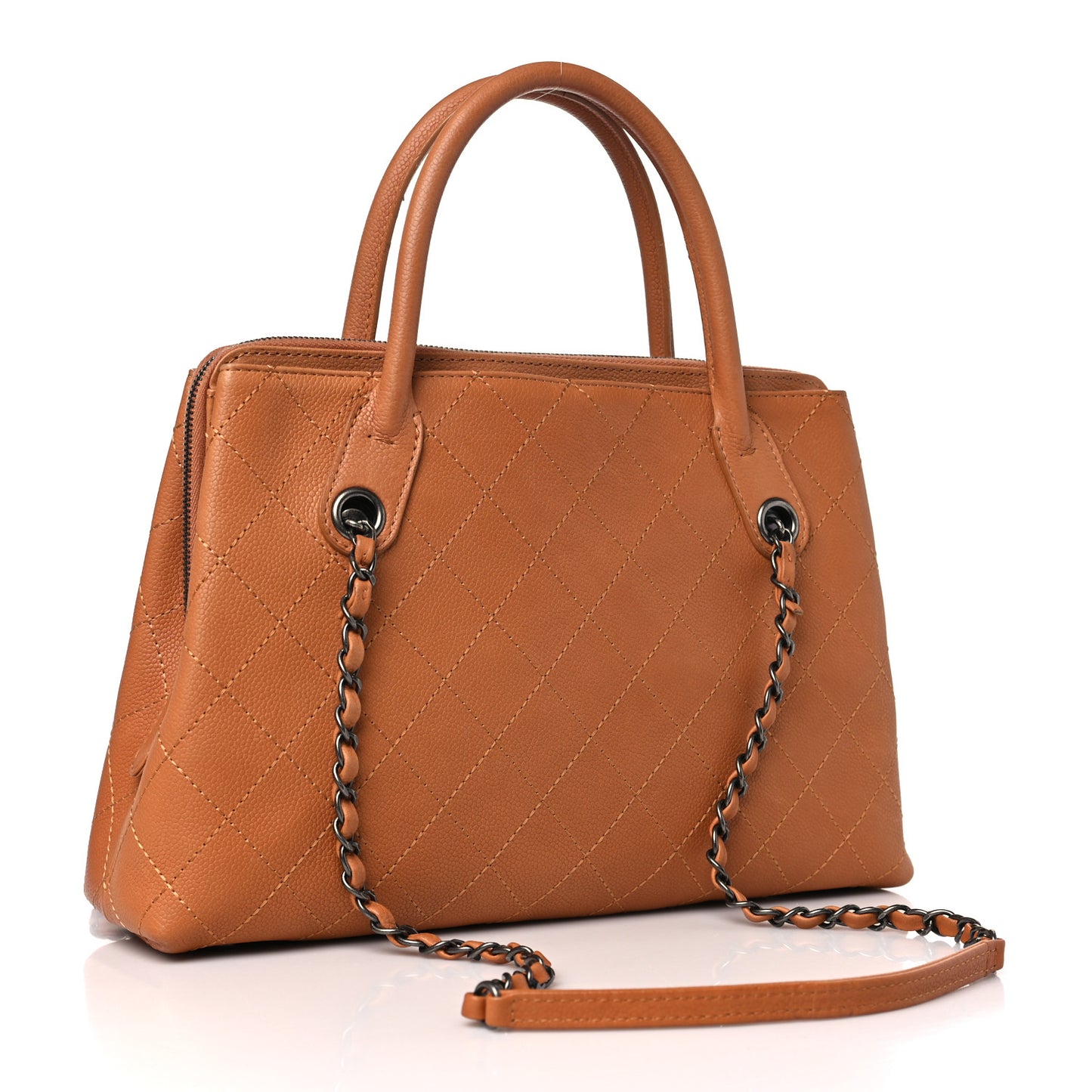 Grained Vegetal Calfskin Small Urban Shopping Tote Camel