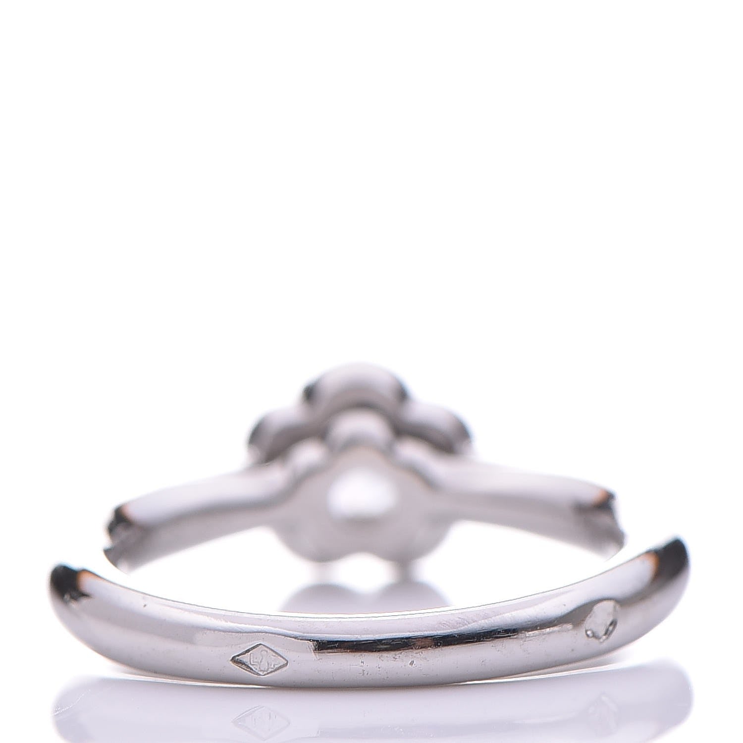 Chanel Platinum Diamond Camellia Solitaire Ring 44 3 4 of 6
