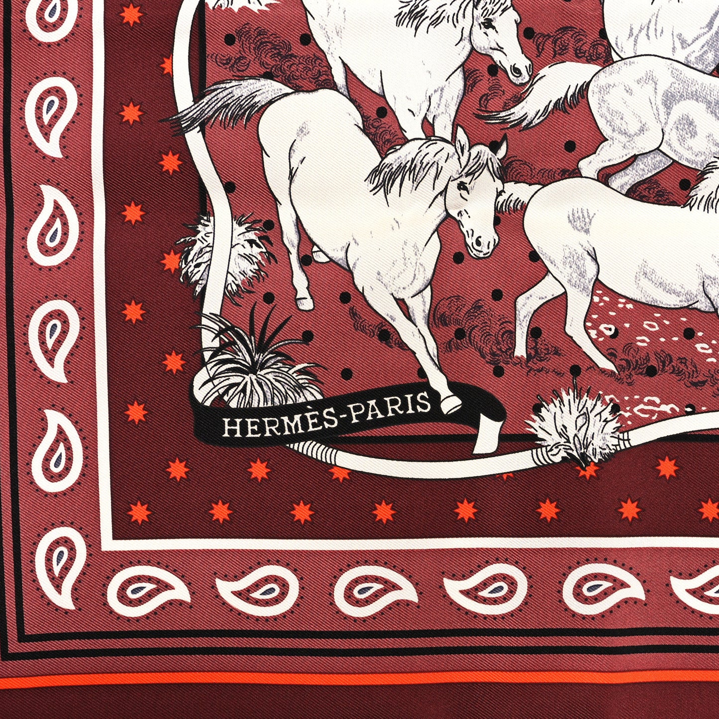 Silk Les Mustangs Bandana 55 Lie De Vin Orange