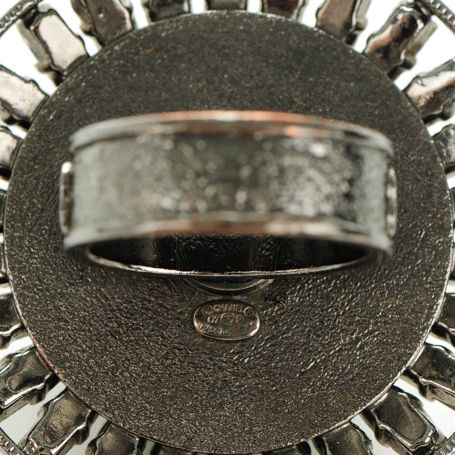 Chanel Enamel CC Baguette Crystal Ring 5 Black 4 of 5