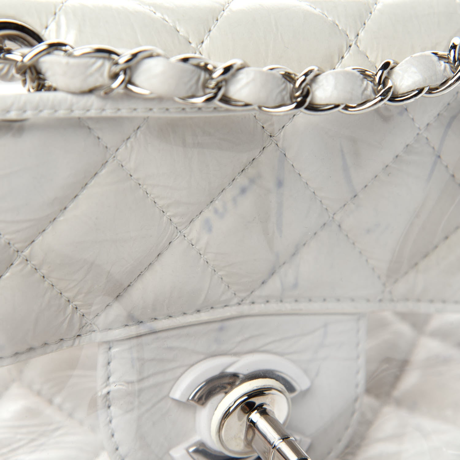 Chanel Crumpled Calfskin PVC Quilted Backpack White 7 of 10