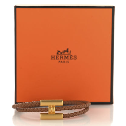 Hermes Swift Double Wrap Cord Tournis Tresse Bracelet Gold 5 of 5