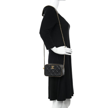 Chanel Lambskin Quilted Chain CC Mini Camera Case Black 2 of 15