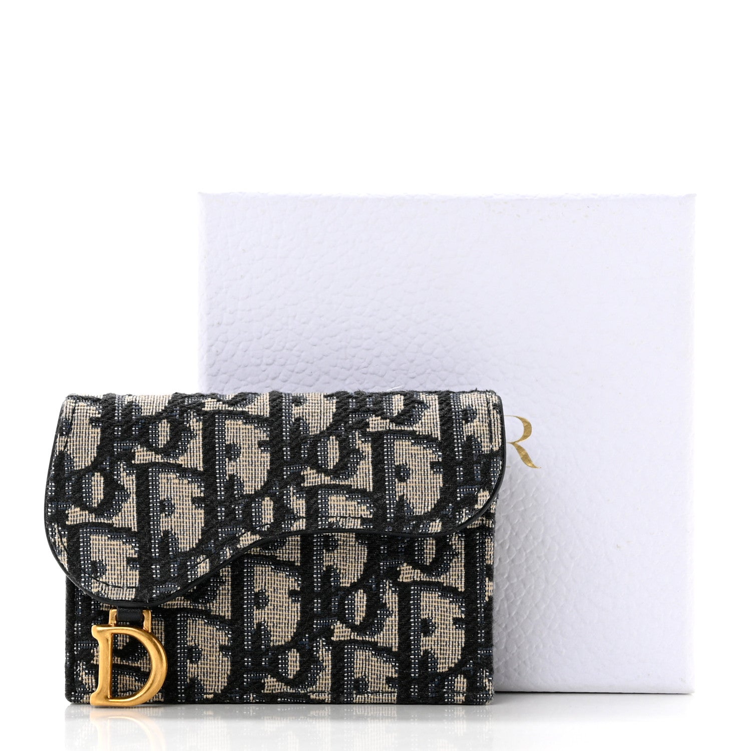Christian Dior Oblique Saddle Card Holder Blue 8 of 8