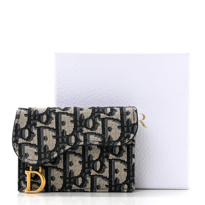Christian Dior Oblique Saddle Card Holder Blue 8 of 8