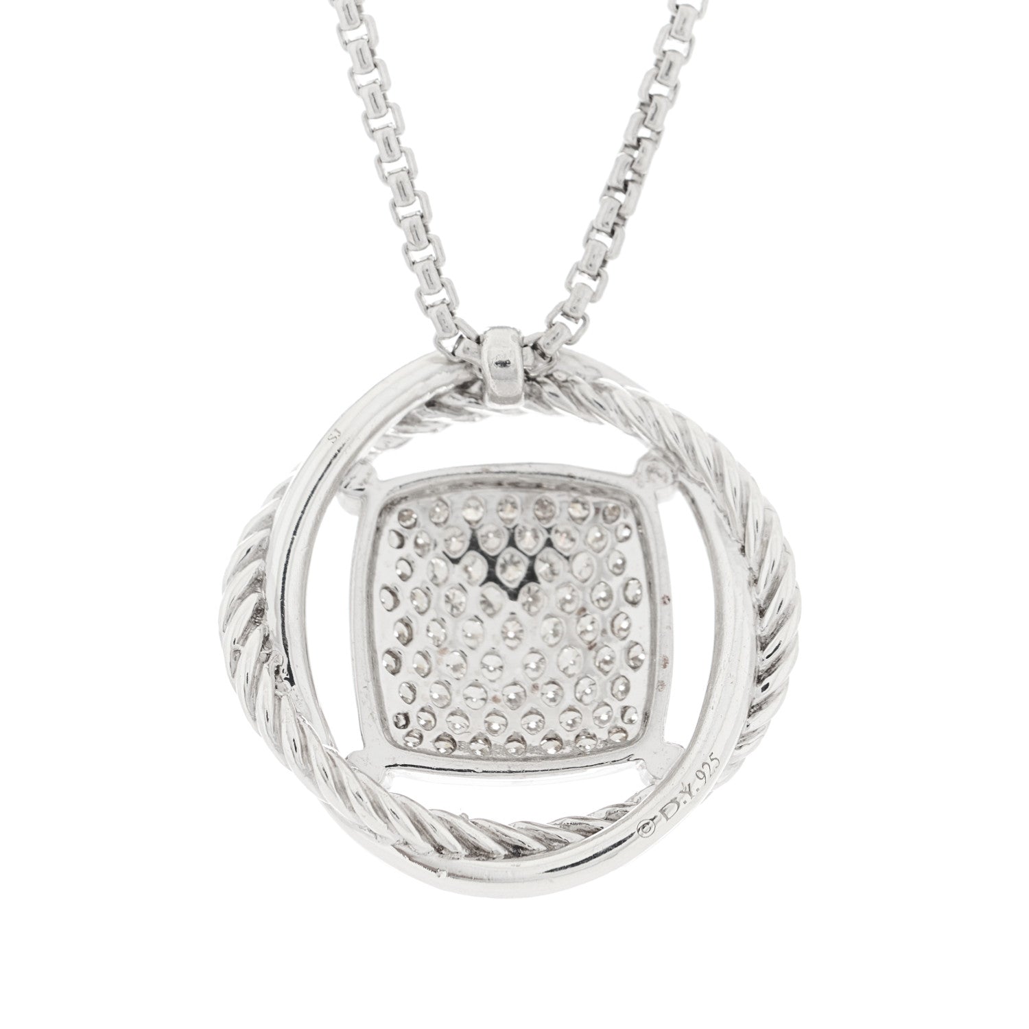 David Yurman Sterling Silver Diamond 25mm Infinity Pendant Necklace 5 of 5