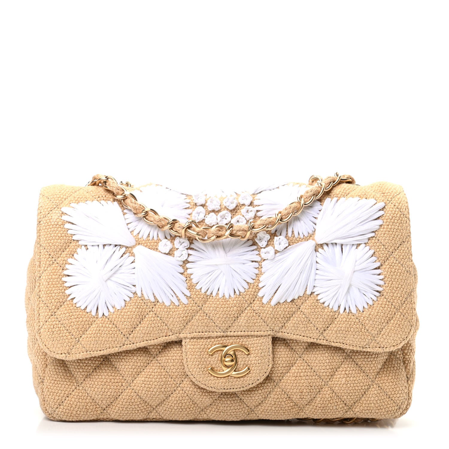 Chanel Tweed Raffia Coco Country Jumbo Flap 1 of 10