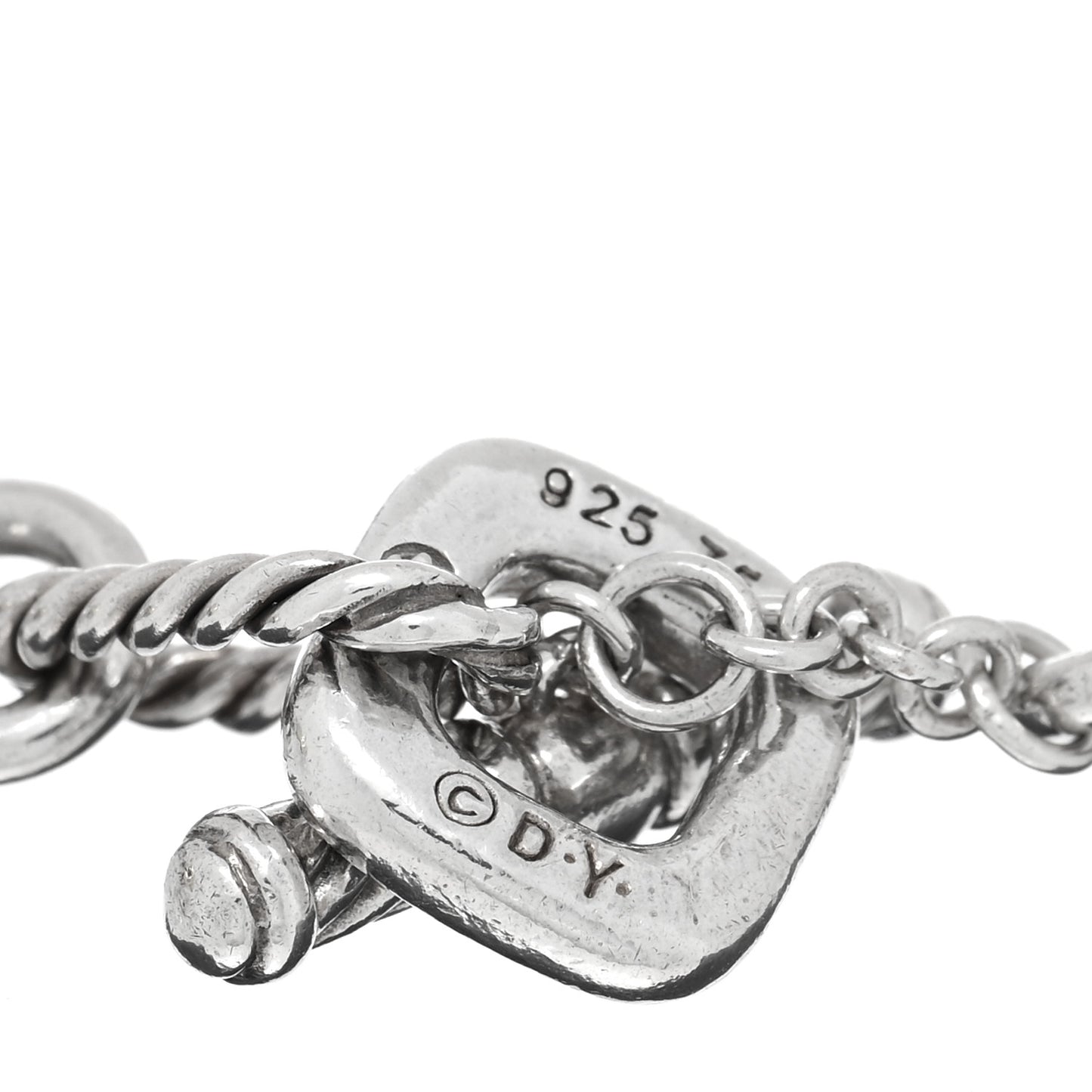 Sterling Silver 18K Yellow Gold Cable Heart Charm Bracelet