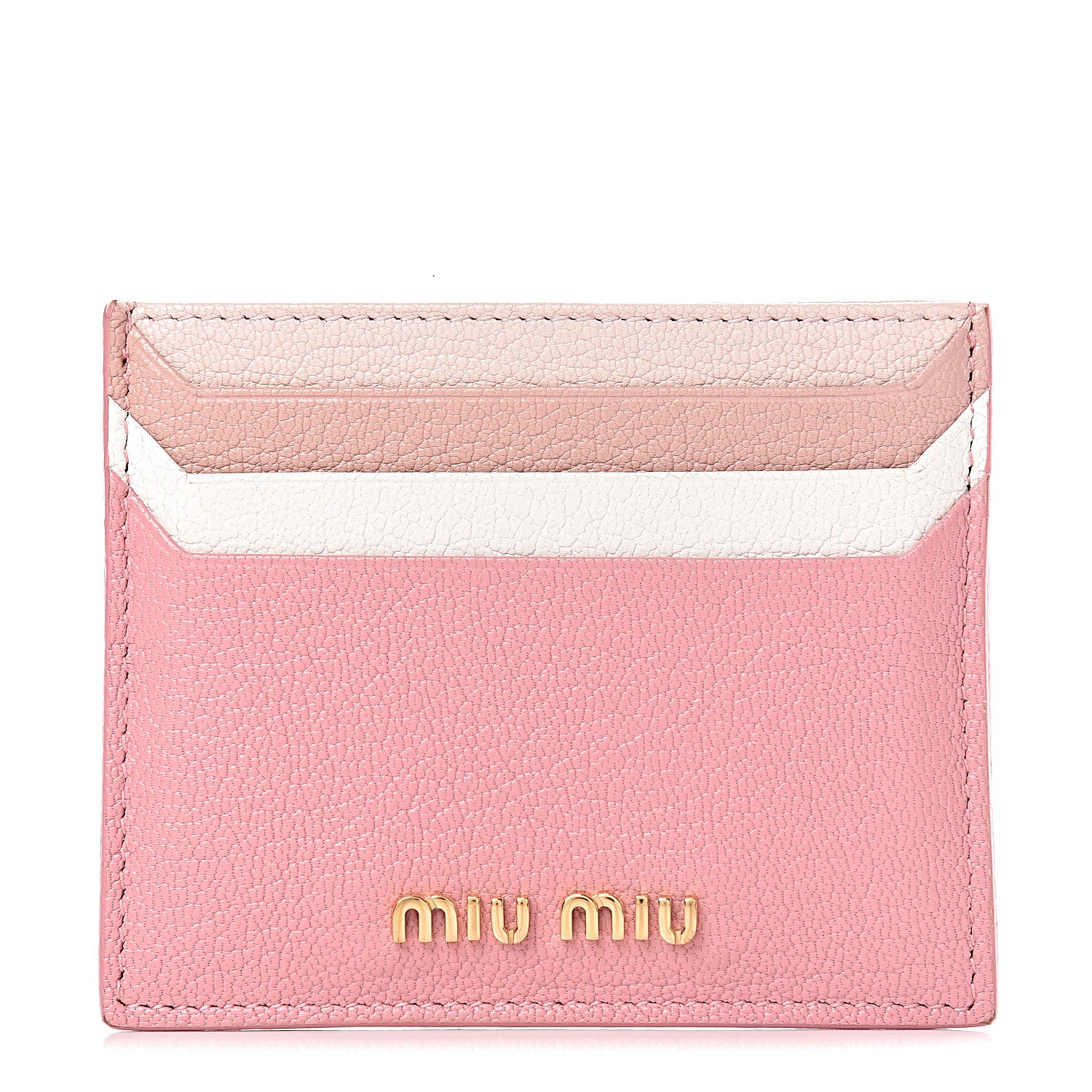 Miu Miu Goatskin Madras Card Case Rosa 1 of 8