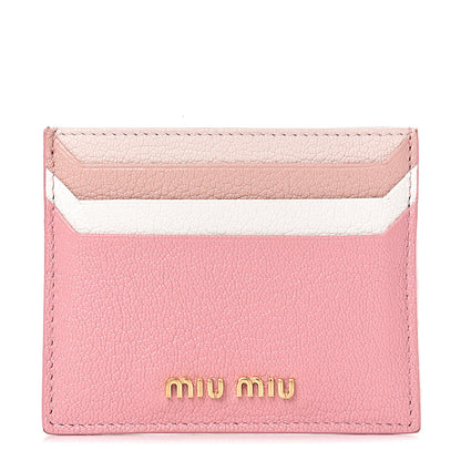 Miu Miu Goatskin Madras Card Case Rosa 1 of 8