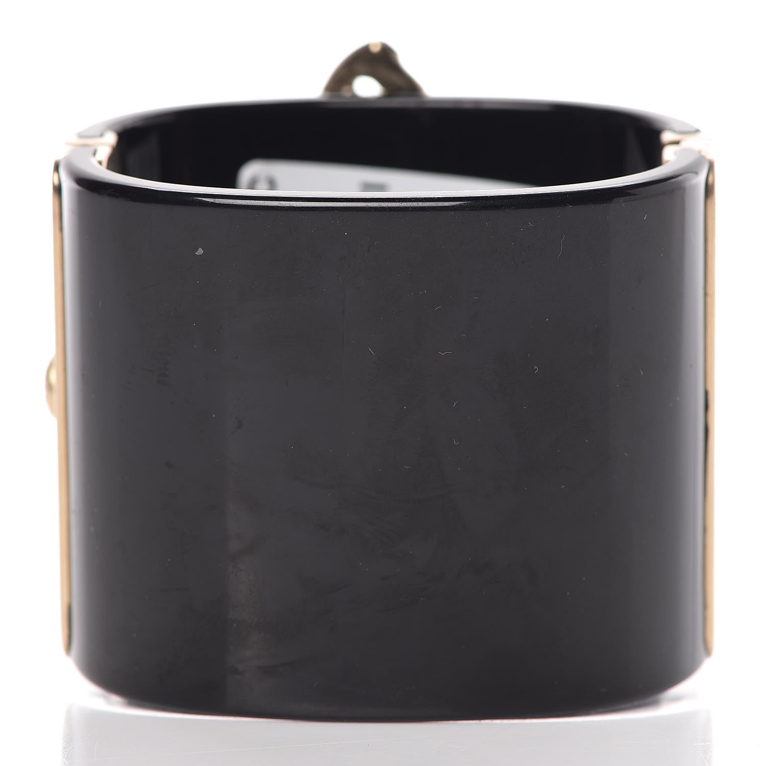 Chanel Resin Crystal Pearl Cuff Black 3 of 5