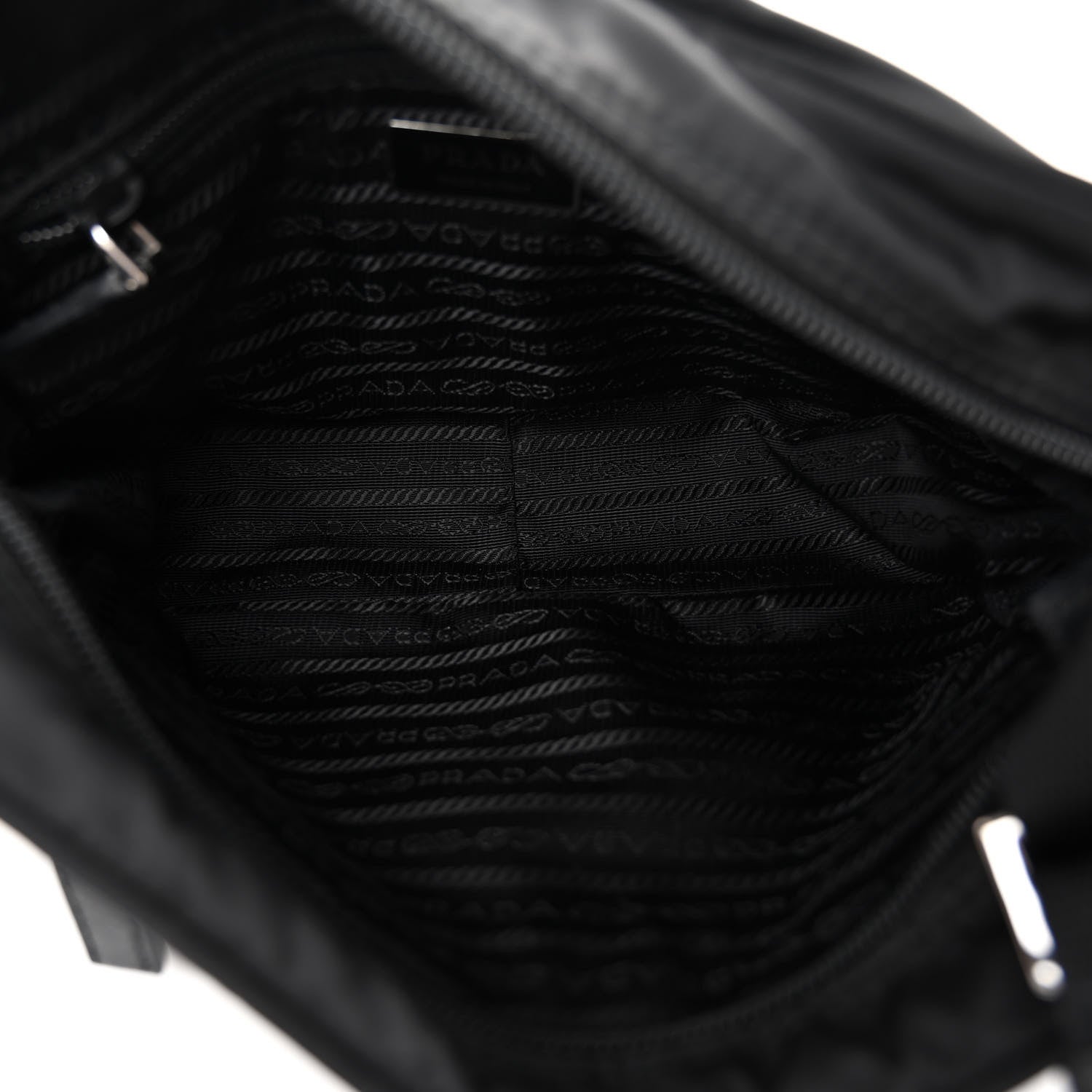 Prada Re-Nylon Vela Saffiano Pocket Double Zip Shoulder Bag Black 5 of 11