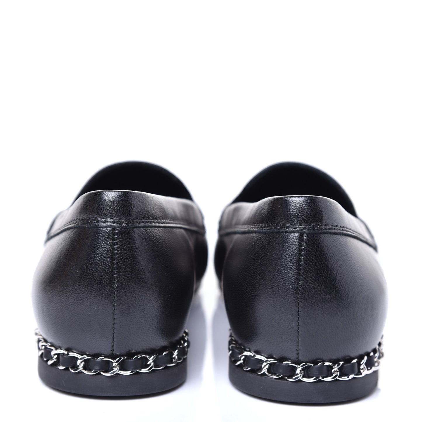 Calfskin CC Chain Mocassin Loafers 38.5 Black