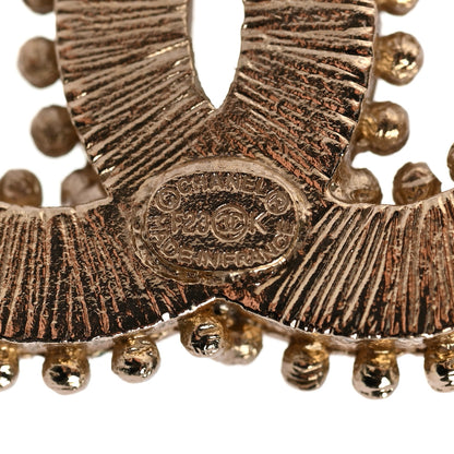 Chanel Metal Enamel CC Earrings Beige Gold 4 of 5