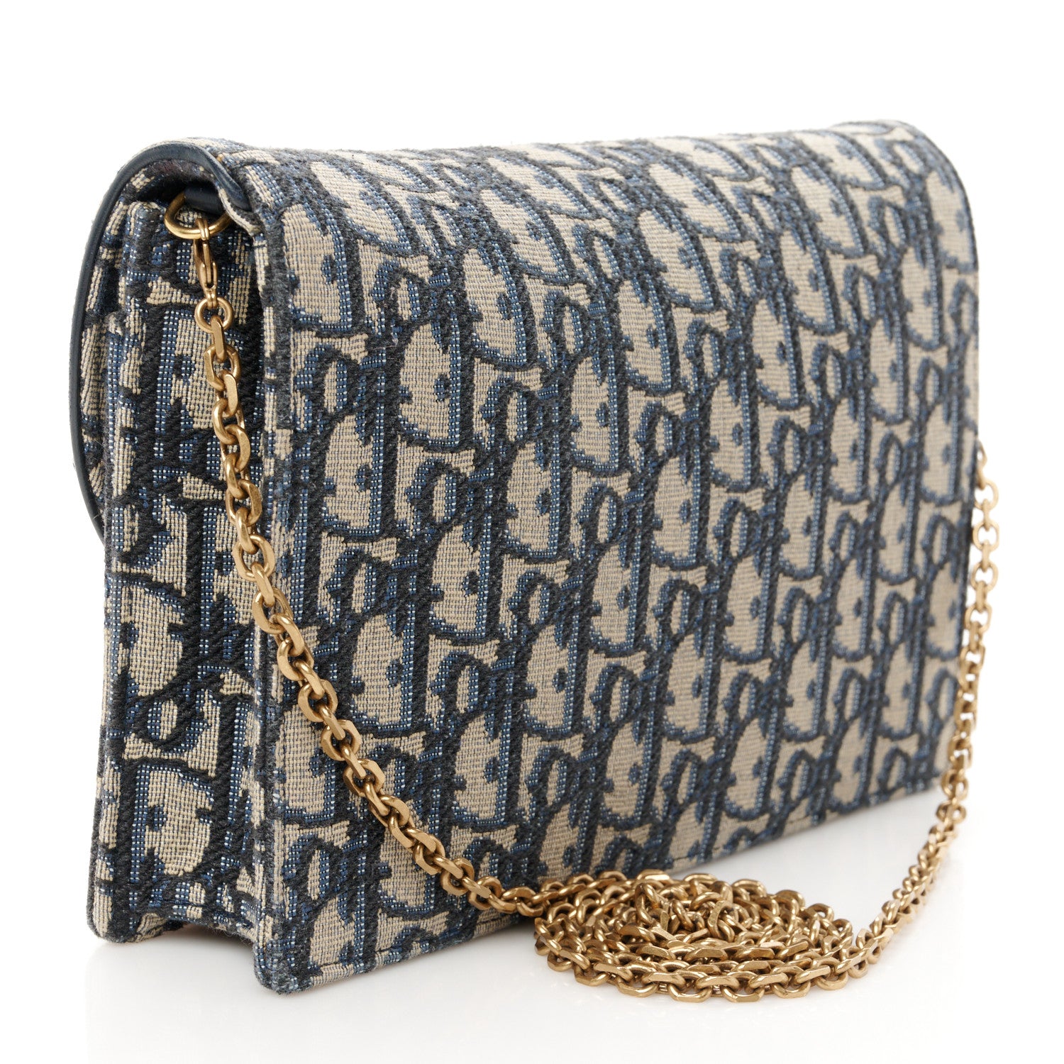 Christian Dior Oblique Saddle Chain Pouch Blue 3 of 9