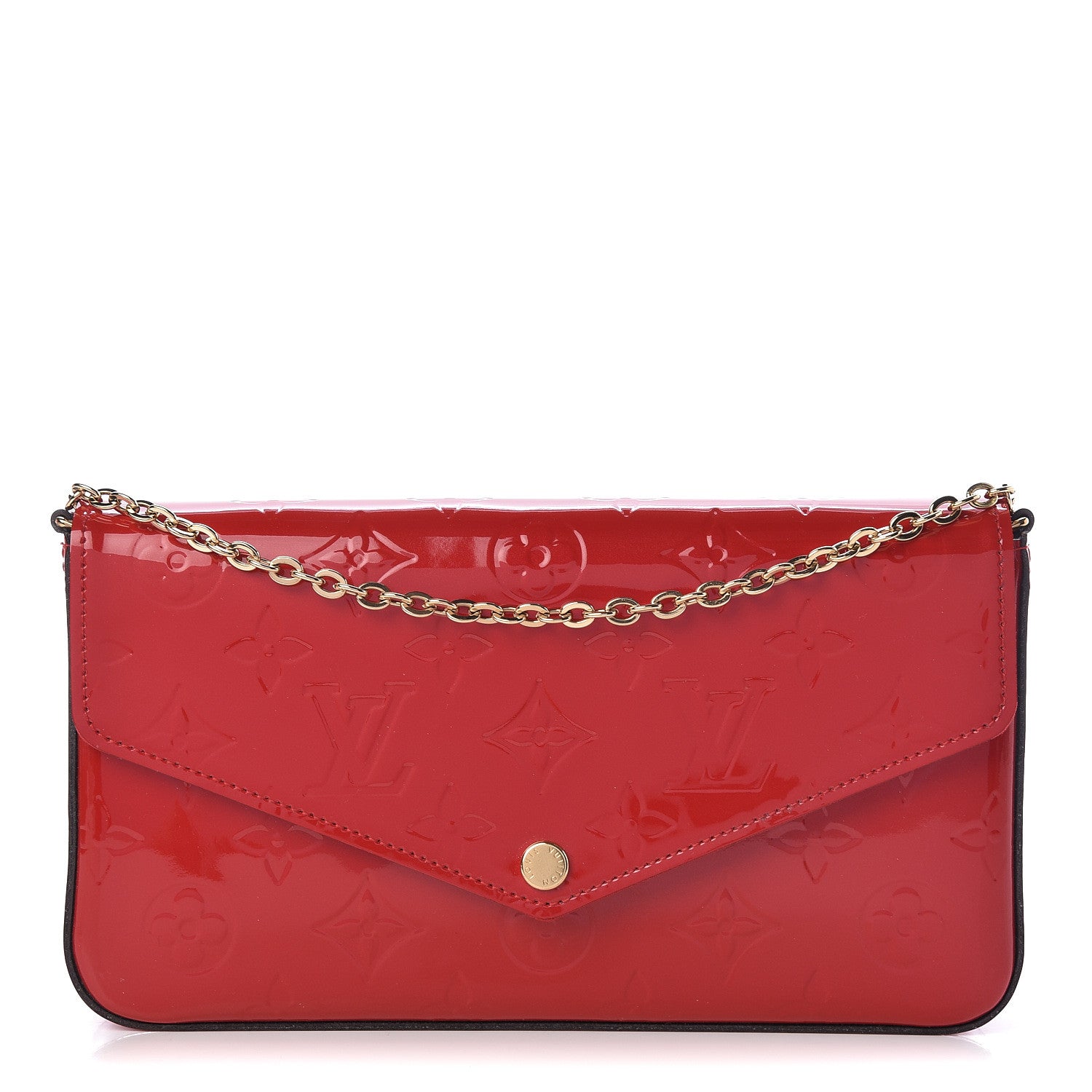 Louis Vuitton Vernis Felicie Pochette Chain Wallet Cherry 1 of 11