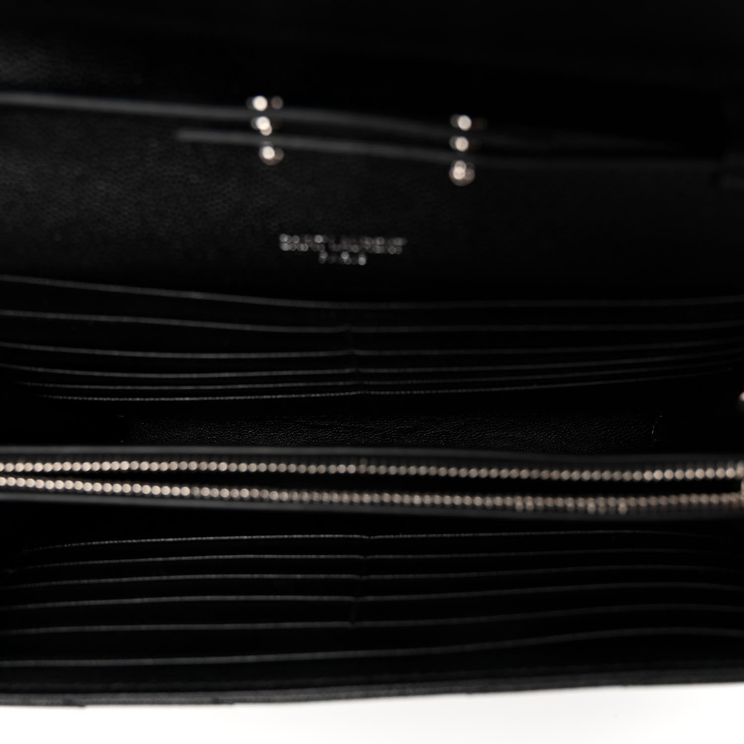 Saint Laurent Grain De Poudre Matelasse Chevron Monogram Chain Wallet Black 5 of 9