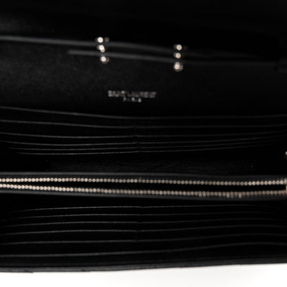 Saint Laurent Grain De Poudre Matelasse Chevron Monogram Chain Wallet Black 5 of 9