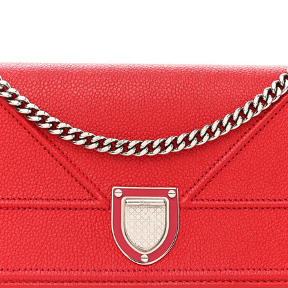 Christian Dior Grained Calfskin Diorama Croisiere Chain Wallet Red 8 of 14
