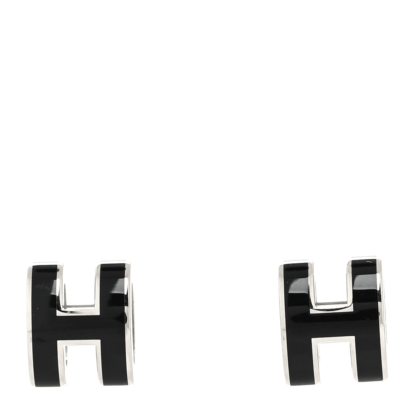 Palladium Lacquered Mini Pop H Earrings Black