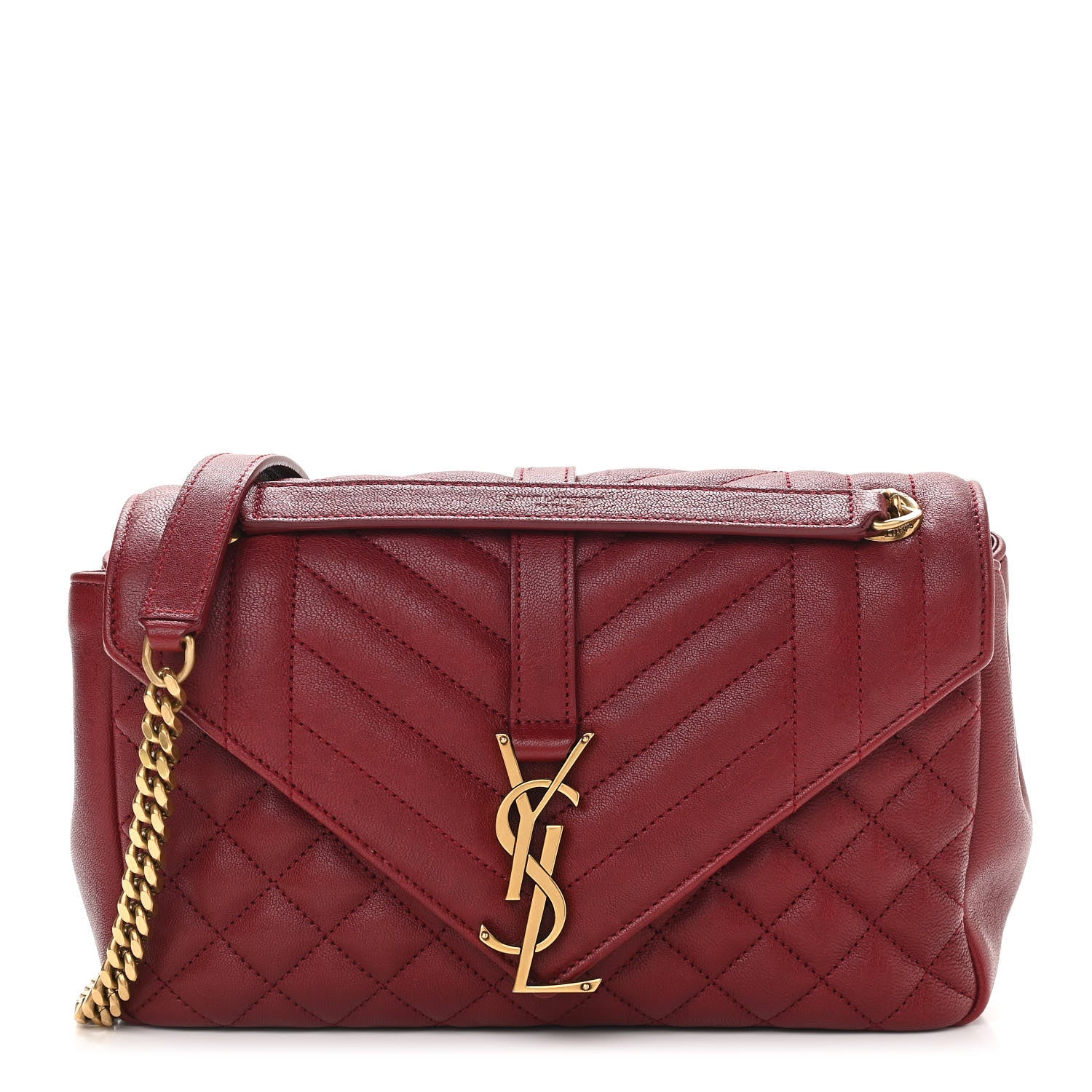 Saint Laurent Sheepskin Tri-Quilt Monogram Medium Soft Envelope Bag Red 1 of 9
