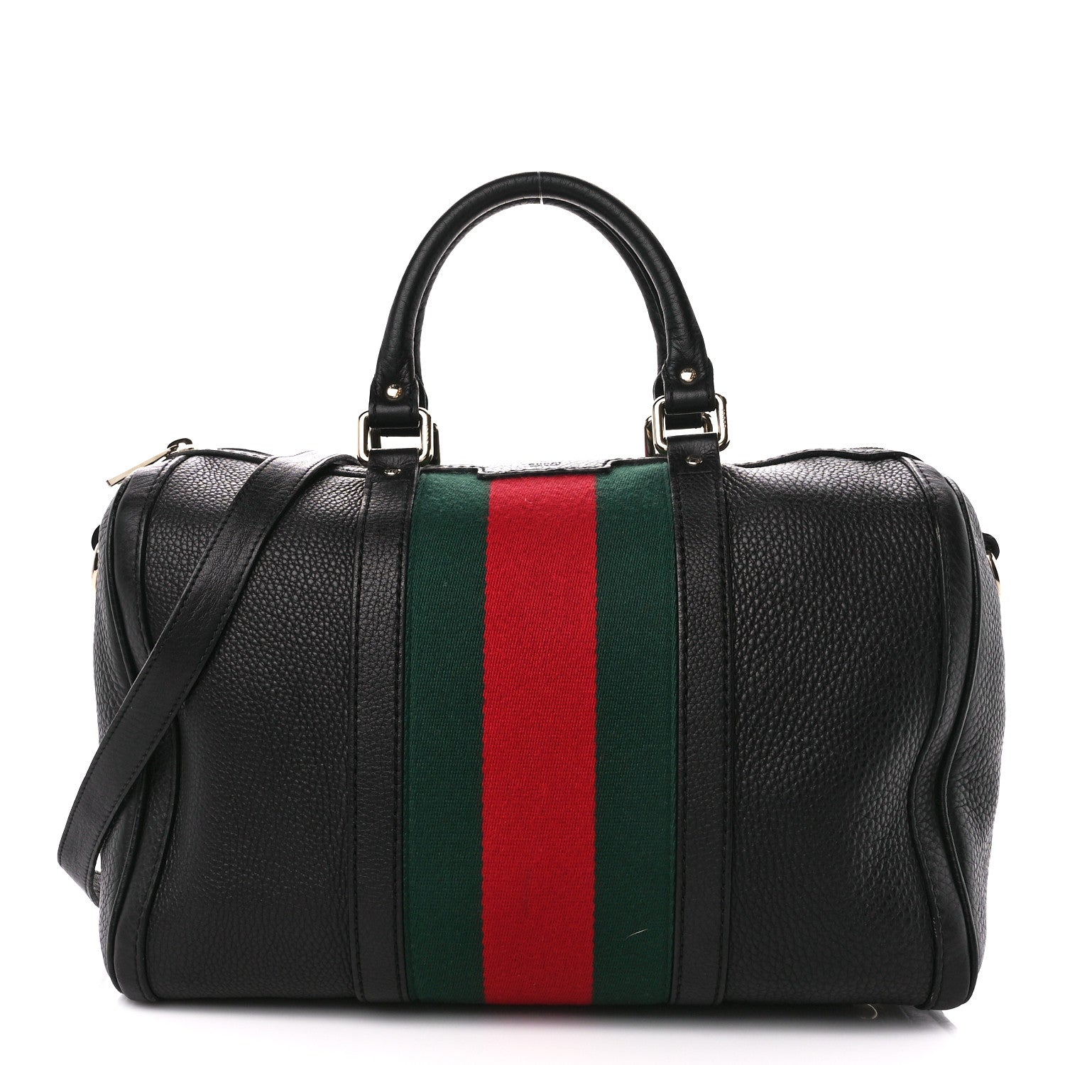 Gucci Calfskin Vintage Web Medium Boston Black 1 of 12
