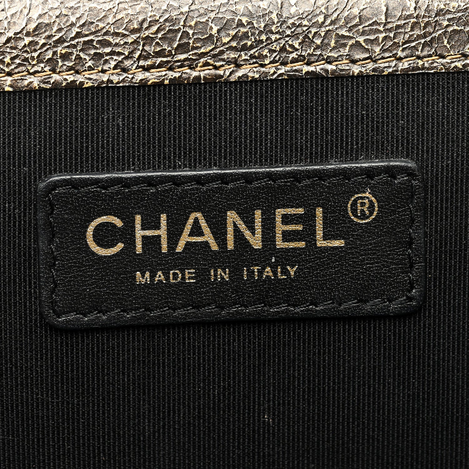 Chanel Cracked Metallic Calfskin Quilted Zip Away Chain Clutch Gold 7 of 11