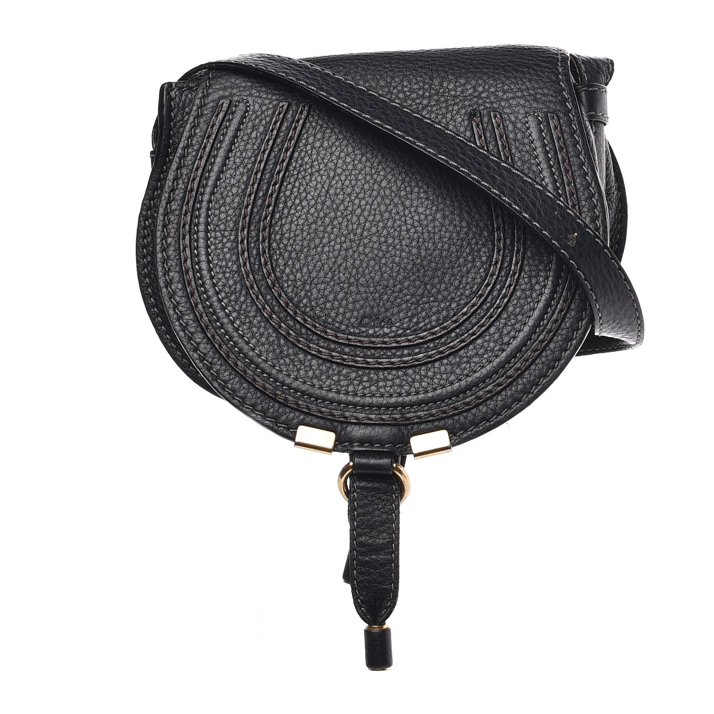 Calfskin Mini Marcie Round Crossbody Bag Black